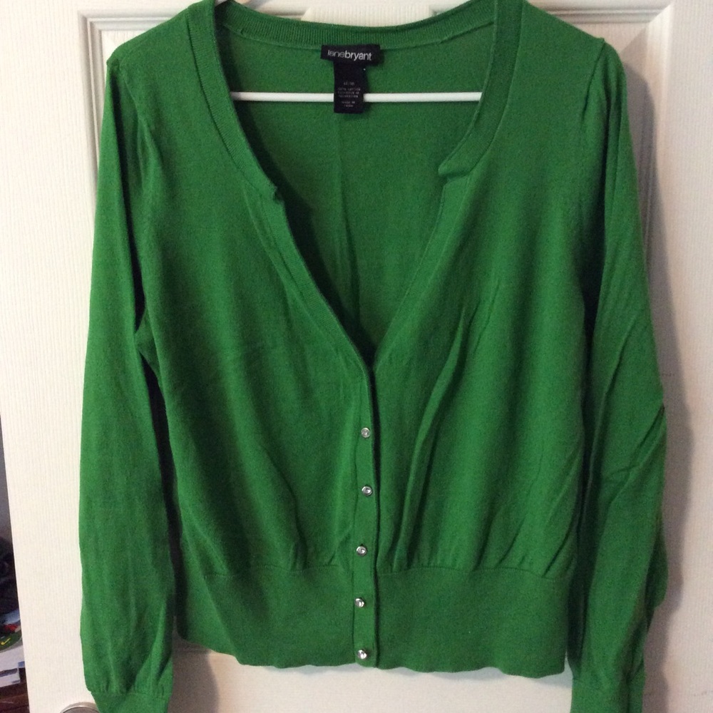 Lane Bryant green cardigan sweater